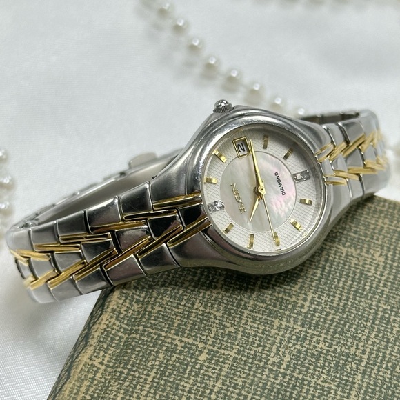 Two-Tone Elgin Watch with Mother of Pearl Dial